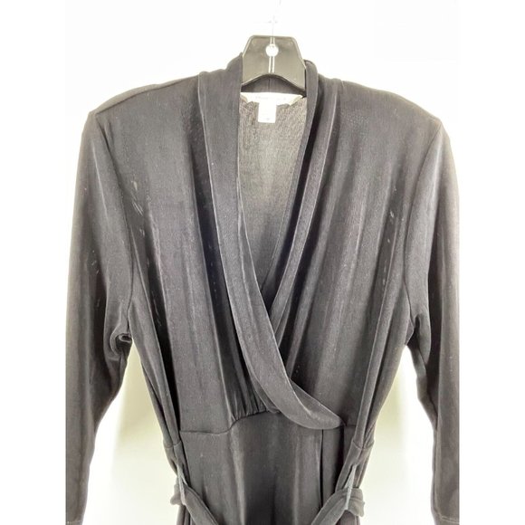 Coldwater Creek Petite Black 3/4 Sleeve Belted Stretch Wrap Dress Size PM - Picture 5 of 14